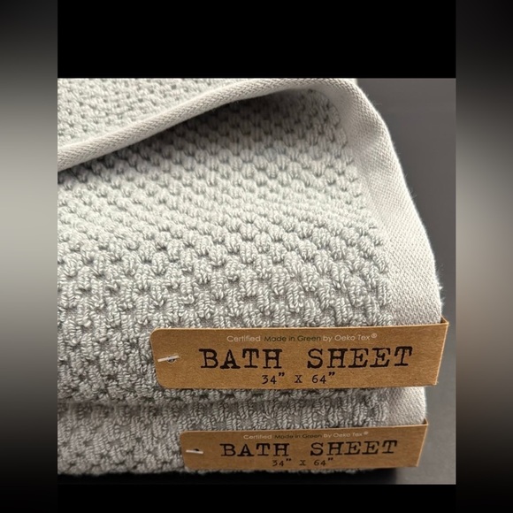 2pc ECOEXISTENCE Bamboo Zero Twist Loops Bath Sheet Towel - Pearl Grey - Picture 4 of 5